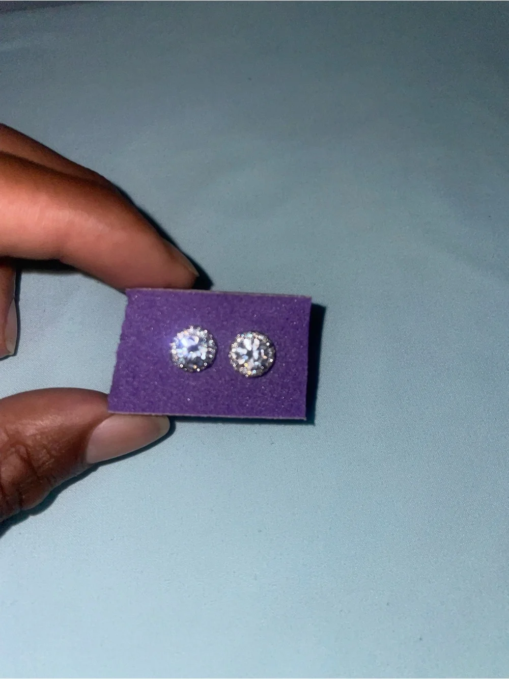 Men's Round Halo Stud Earrings - White Cubic Zirconia 6.5mm